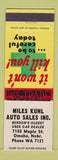 Matchbook Cover - Miles Kuhl Auto Sales Omaha NE