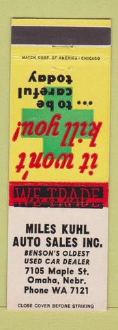Matchbook Cover - Miles Kuhl Auto Sales Omaha NE
