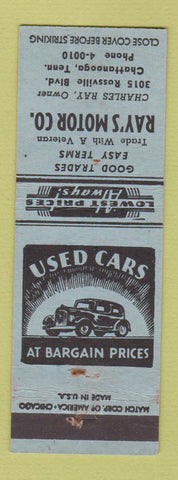Matchbook Cover - Ray's Motor Chattanooga TN Used CArs
