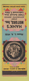Matchbook Cover - Hanks Motors Oldsmobile Lakewood OH