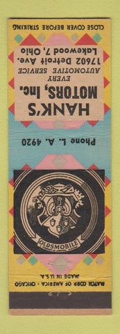 Matchbook Cover - Hanks Motors Oldsmobile Lakewood OH