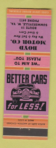 Matchbook Cover - Boyd Motors Summersville WV WEAR
