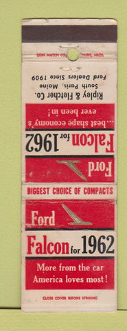 Matchbook Cover - 1962 Ford Falcon Ripley Fletcher South Paris ME WORN