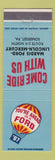 Matchbook Cover - 1967 Ford Mardis Lincoln Mercury Somerset PA