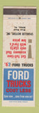 Matchbook Cover - 1962 Ford Trucks Spangler Motors Milton PA STAINED