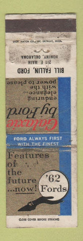 Matchbook Cover - 1962 Ford Bill Fallin Hominy OK POOR