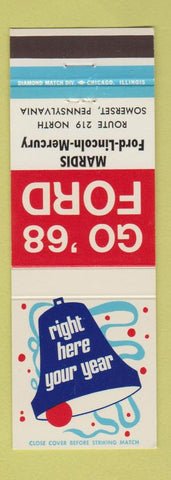 Matchbook Cover - 1968 Ford Mardis Lincoln Mercury Somerset PA
