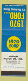 Matchbook Cover - 1970 Ford Huston Huntingdon PA