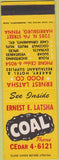 Matchbook Cover - Lathsha Coal Harrisburg PA SAMPLE