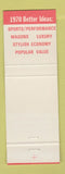 Matchbook Cover - 1970 Ford Wolf Motors Lancaster PA