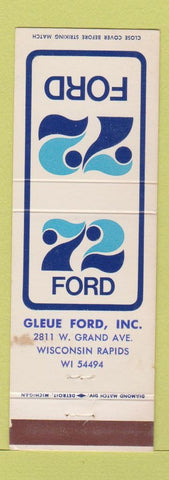 Matchbook Cover - 1972 Ford Gleue Wisconsin Rapids WI WEAR