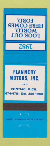Matchbook Cover - 1982 Ford Flannery Motors Pontiac MI