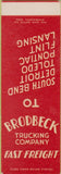 Matchbook Cover - Brodbeck Trucking South Bend Flint Detroit SAMPLE