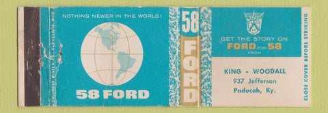 Matchbook Cover - 1958 Ford King Woodall Paducah KY WEAR