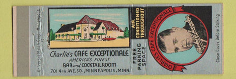 Matchbook Cover - Charlie's Cafe Exceptionale Minneapolis MN CREAESE