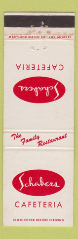 Matchbook Cover - Schabers Cafeterias Los Angeles CA North Hollywood