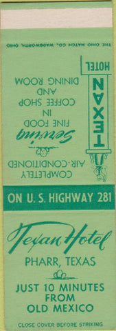 Matchbook Cover - Texan Hotel Pharr TX SAMPLE