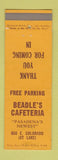 Matchbook Cover - Beadle's Cafeteria Pasadena CA