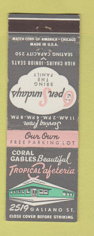 Matchbook Cover - Tropical Cafeteria Coral Gables FL