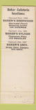 Matchbook Cover - Baker Cafeterias Des Moines IA