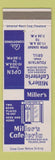 Matchbook Cover - Miller's Cafeteria Toldeo OH