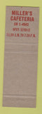 Matchbook Cover - Miller's Cafeteria Toldeo OH