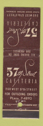 Matchbook Cover - 57th Street Cafeteria New York City