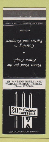 Matchbook Cover - 20th Century Cafeteria Warner Robins GA