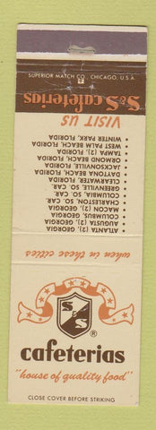 Matchbook Cover - S&S Cafeterias Atlanta Augusta Macon GA WEAR