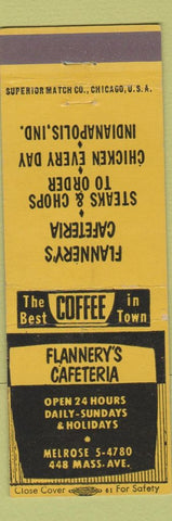 Matchbook Cover - Flannery's Cafeteria Indianapolis IN