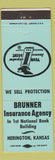 Matchbook Cover - Brunner Insurance Agency Herington KS