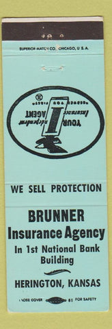 Matchbook Cover - Brunner Insurance Agency Herington KS
