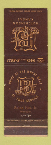Matchbook Cover - Baker Hotel Hutchinson KS