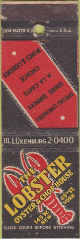 Matchbook Cover - Lobster Oyster Chop House New York City
