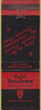 Matchbook Cover - Hotel Vendome Evansville IN