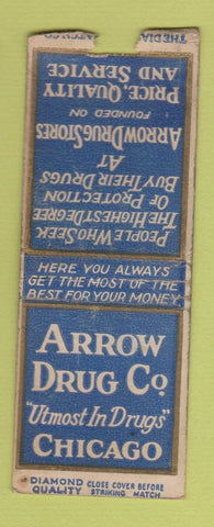 Matchbook Cover - Arrow Drug Chicago IL DQ 1930's WEAR BOBTAIL