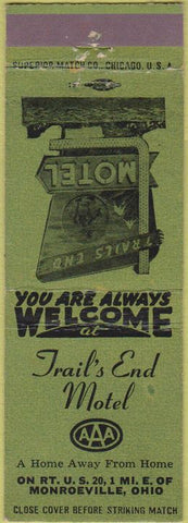 Matchbook Cover - Trail's End Motel Monroeville OH