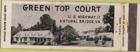 Matchbook Cover - Green Top Court Natural Bridge VA wear