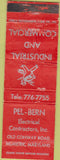 Matchbook Cover - Pel Bern Electrical Muirkirk MD POOR