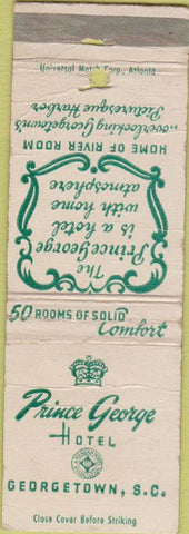 Matchbook Cover - Prince George Hotel Georgetown SC POOR