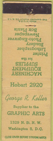 Matchbook Cover - Keller Graphic Art Supply Washington DC