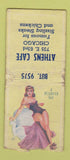 Matchbook Cover - Athens Cafe Chicago IL pinup girlie WORN BOBTAIL