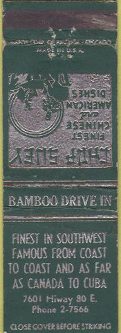 Matchbook Cover - Bamboo Drive Inn Chiense Food NO TOWN