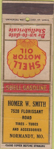 Matchbook Cover - Homer Smith Normandy MO Shell oil gas WORN 30's