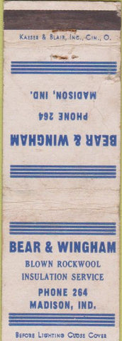 Matchbook Cover - Bear and Wingham Madison IN