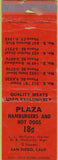 Matchbook Cover - Plaza Hamburgers Hot Dogs San Diego CA CREASE