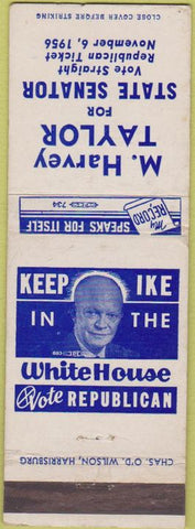 Matchbook Cover - M Harvey Taylor State Senate PA? Eisenhower Ike