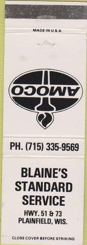 Matchbook Cover - Standard oil gas Plainfield WI