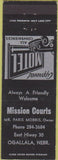 Matchbook Cover - Mission Courts Ogallala NE