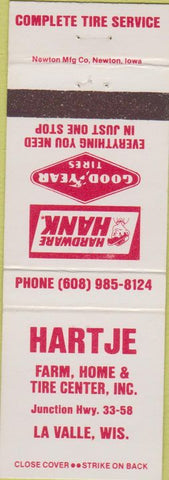 Matchbook Cover - Goodyear Tires Hardward LaValle WI